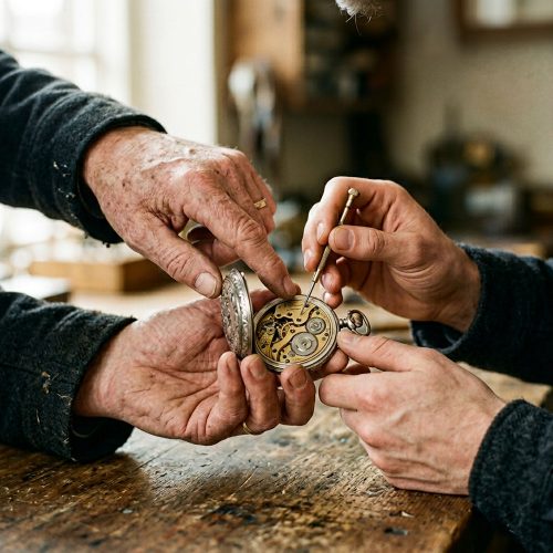 antiquaire brocanteur 94 - transmission generation antiquaire deux hommes objets anciens